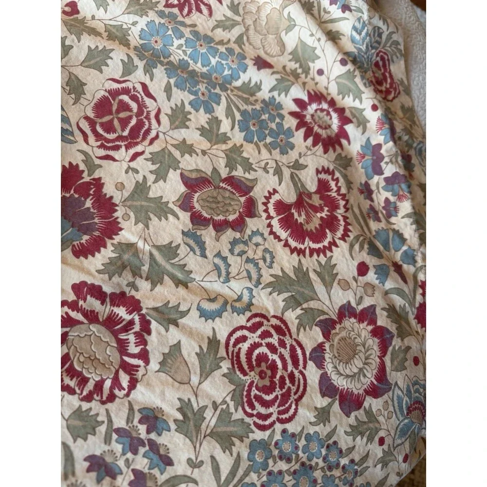 L L BEAN Botanical Floral Pillowcase Set Of 3 Standard 100% Cotton Tan Red Blue